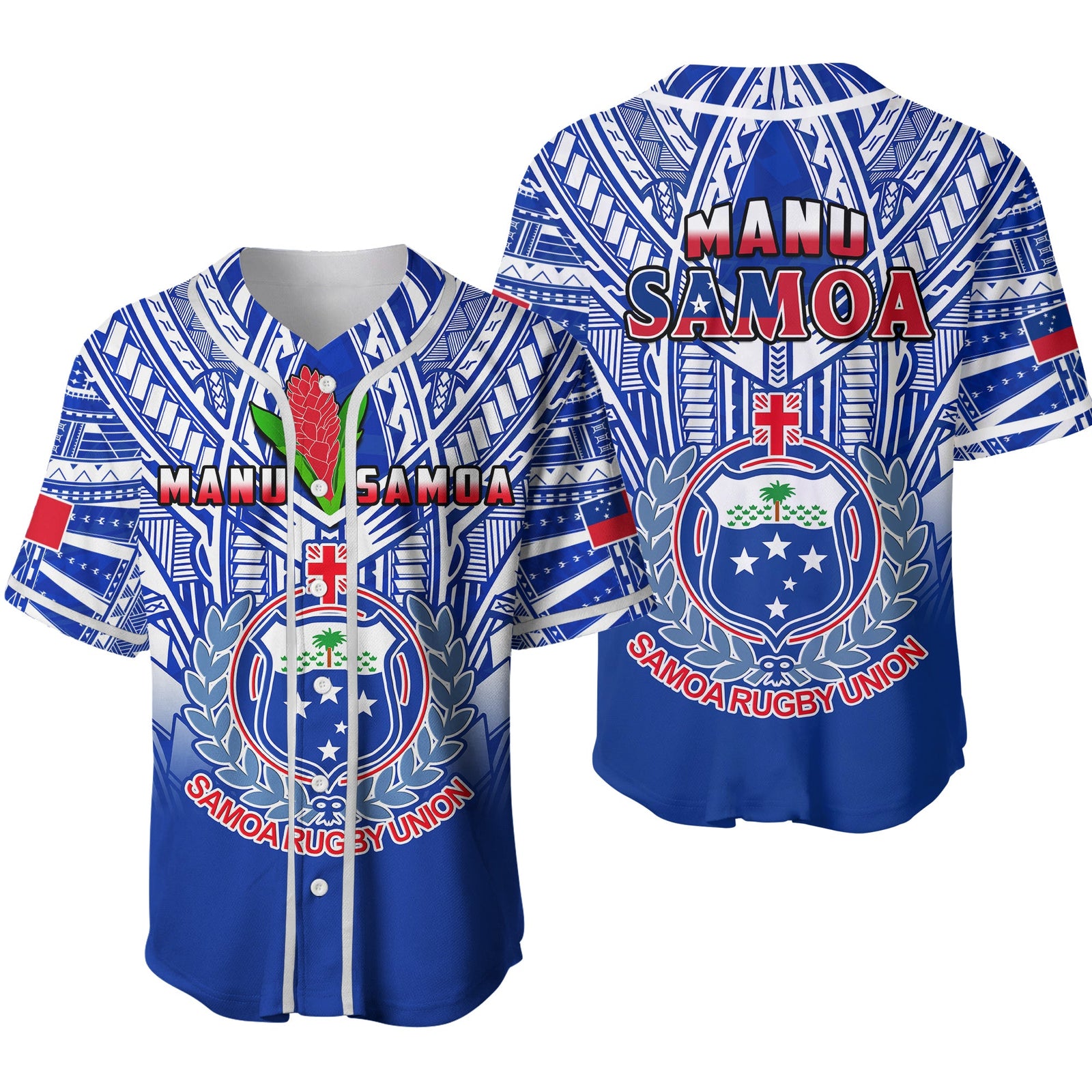 Samoa Rugby Baseball Jersey Manu Samoa 7s Ginger Blue Polynesian Ver.02 LT14 Blue - Polynesian Pride