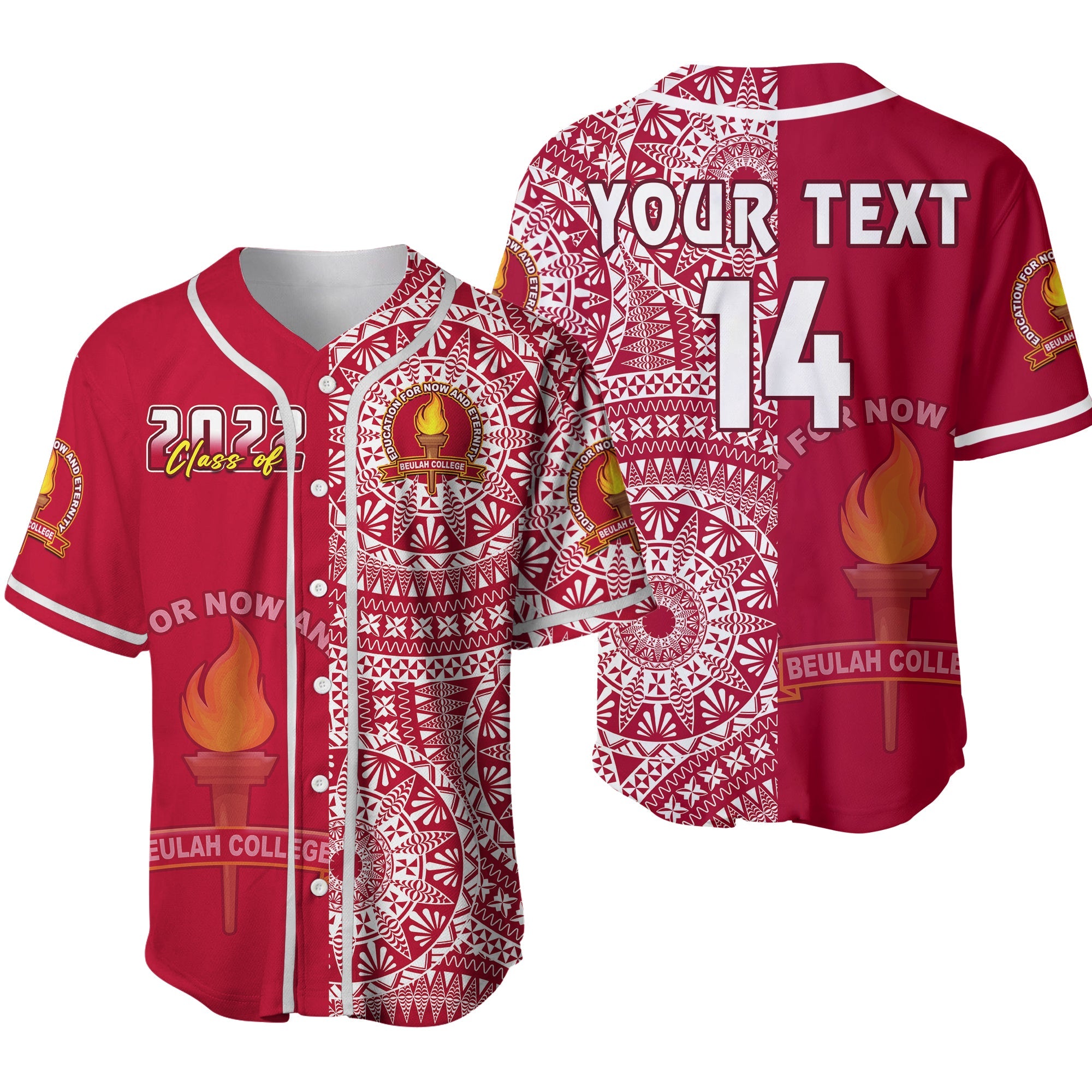 (Custom Text And Number) Beulah Tonga College Baseball Jersey Class Of Year Tongan Ngatu Pattern Ver.02 LT14 Maroon - Polynesian Pride