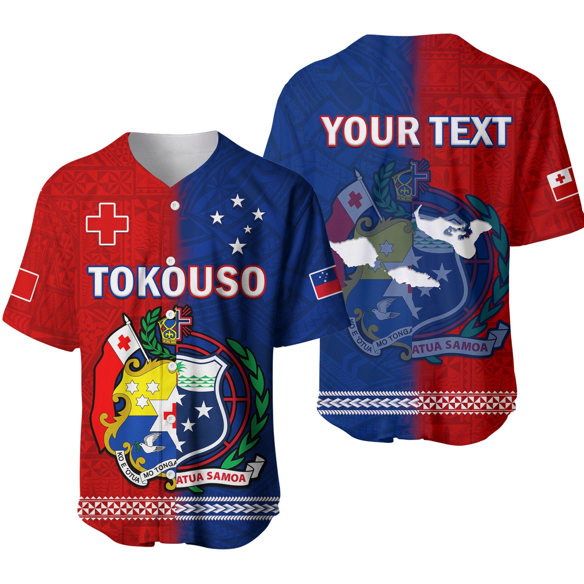 (Custom Personalised) TokoUso Baseball Jersey Tonga and Samoa United We Stand Divided We Fall LT14 Blue - Polynesian Pride