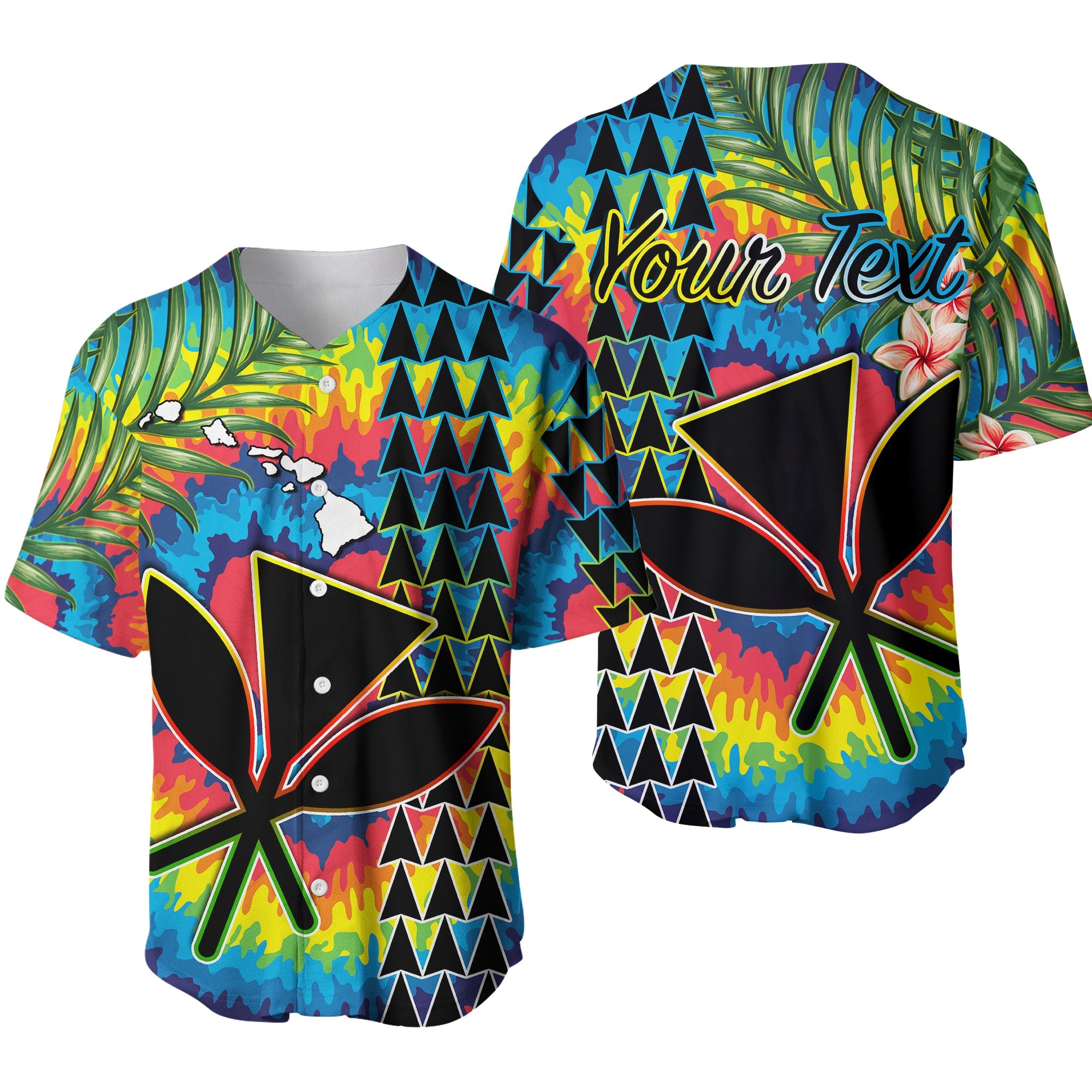 (Custom Personalised) Hawaii Rainbow Tie Dye Baseball Jersey Flowers Polynesian Hawaiian Tribal Ver.01 LT13 Art - Polynesian Pride