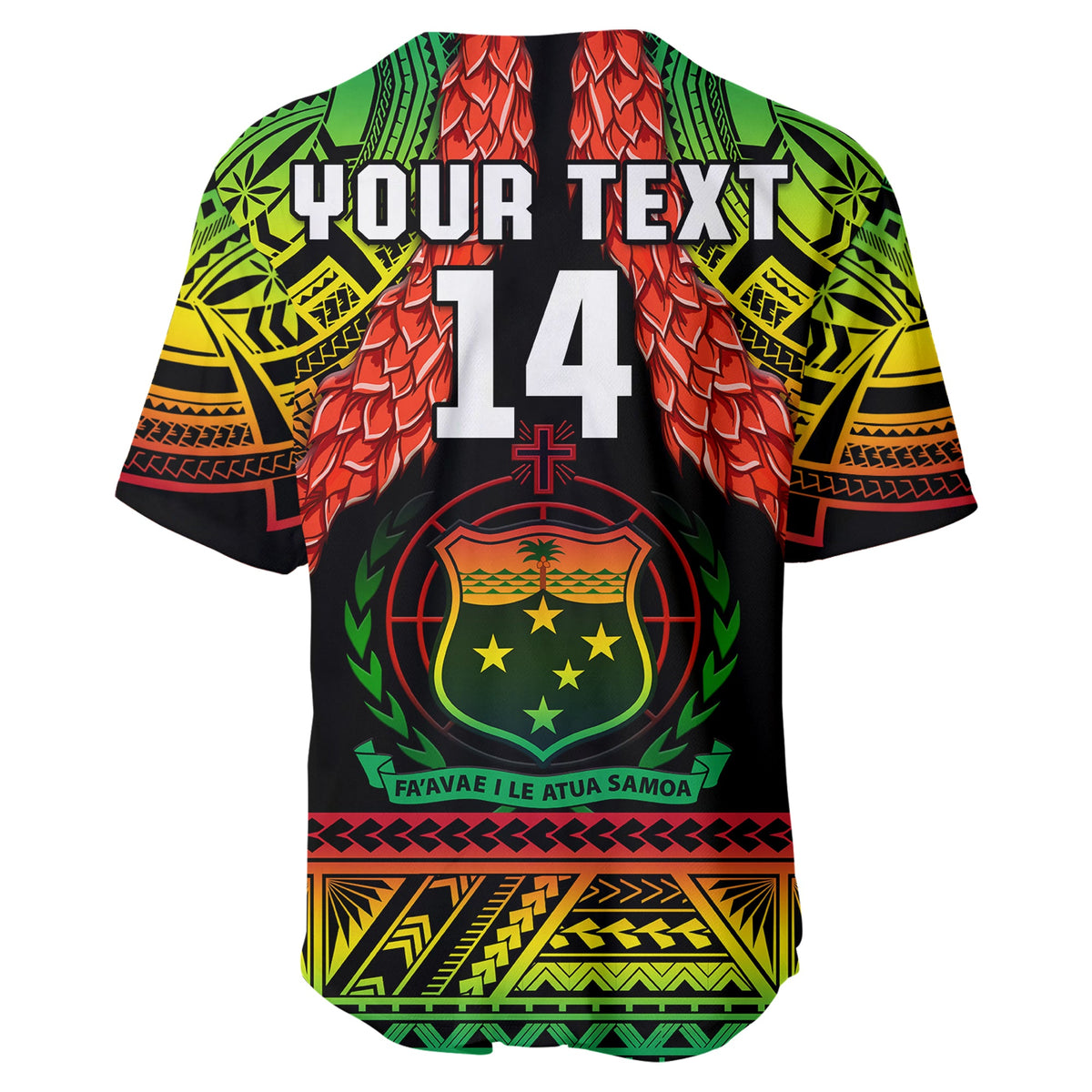 (Custom Text And Number) Samoa Rugby Baseball Jersey Teuila Torch Ginger Gradient Style LT14 - Polynesian Pride