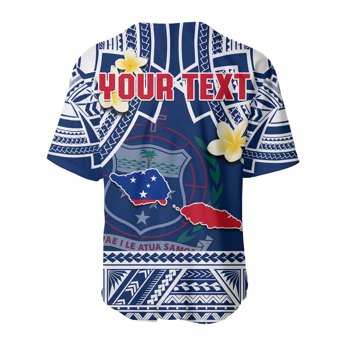 (Custom Personalised) Samoa Baseball Jersey Samoan Plumeria Flowers Mix Polynesian Pattern LT14 - Polynesian Pride