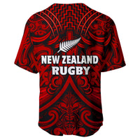 New Zealand Silver Fern Rugby Baseball Jersey All Black Red NZ Maori Pattern LT13 - Polynesian Pride