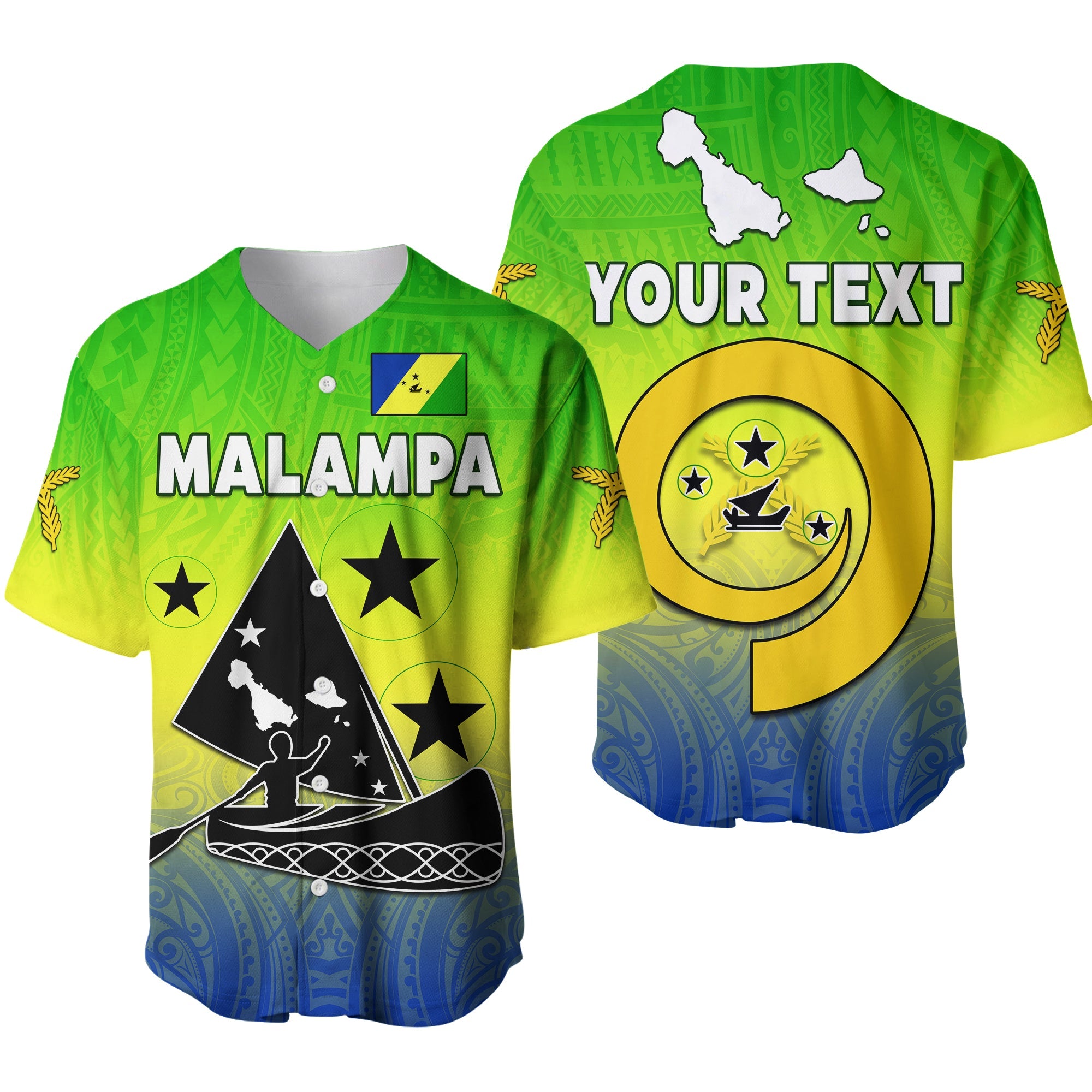 (Custom Personalised) Malampa Province Baseball Jersey Native Canoe Mix Vanuatu Pig Tusk Green Version LT14 Green - Polynesian Pride