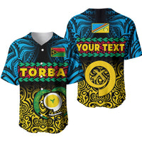 (Custom Personalised) Torba Province Baseball Jersey Vanuatu Pig Tusk Polynesian Flag Style LT14 Black - Polynesian Pride