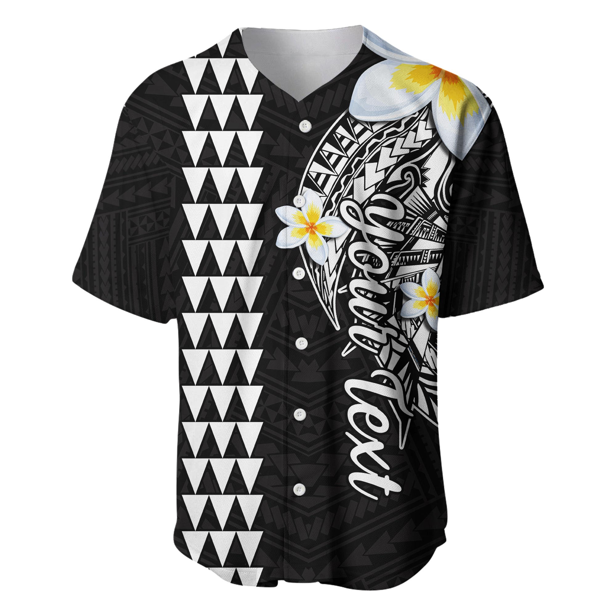 (Custom Personalised) Hawaii Baseball Jersey Kakau Kanaka Maoli Combine Polynesian Shark Ver.07 LT14 Black - Polynesian Pride