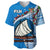 (Custom Personalised) Fiji Baseball Jersey Fijian Drua Mix Tagimaucia Flower Blue Style LT14 - Polynesian Pride