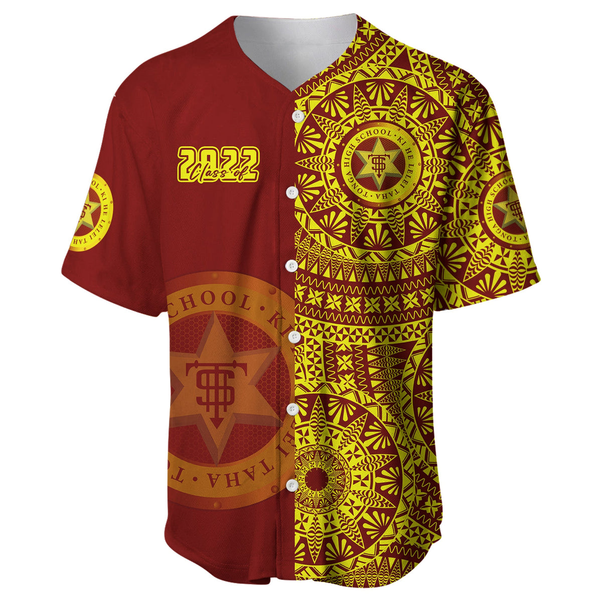 (Custom Text And Number) Tonga High School Baseball Jersey Class Of Year Tongan Ngatu Pattern LT14 - Polynesian Pride