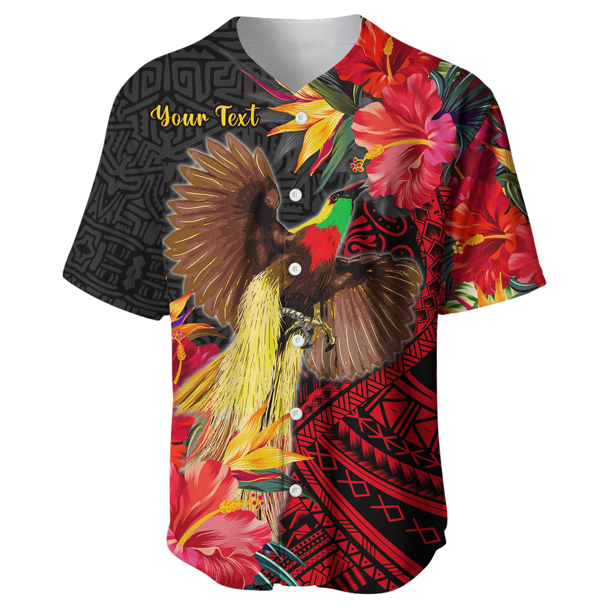 (Custom Personalised) Papua New Guinea Baseball Jersey Bird of Paradise LT13 - Polynesian Pride