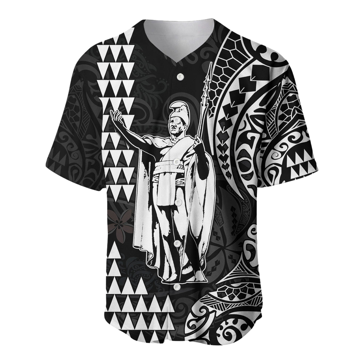 (Custom Text and Number) Hawaii Day Kakau Baseball Jersey Proud To Be Hawaiian Black King Kamehameha and Kanaka Maoli LT13 - Polynesian Pride