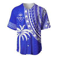 (Custom Text and Number) Fiji Rugby Sevens Baseball Jersey Fijian 7s Tapa Polynesian Blue Ver.02 LT13 - Polynesian Pride
