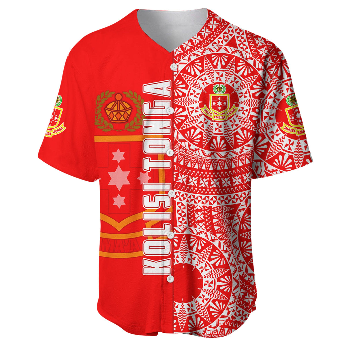(Custom Personalised) Kolisi Tonga High School Baseball Jersey Tongan Ngatu Pattern LT14 - Polynesian Pride