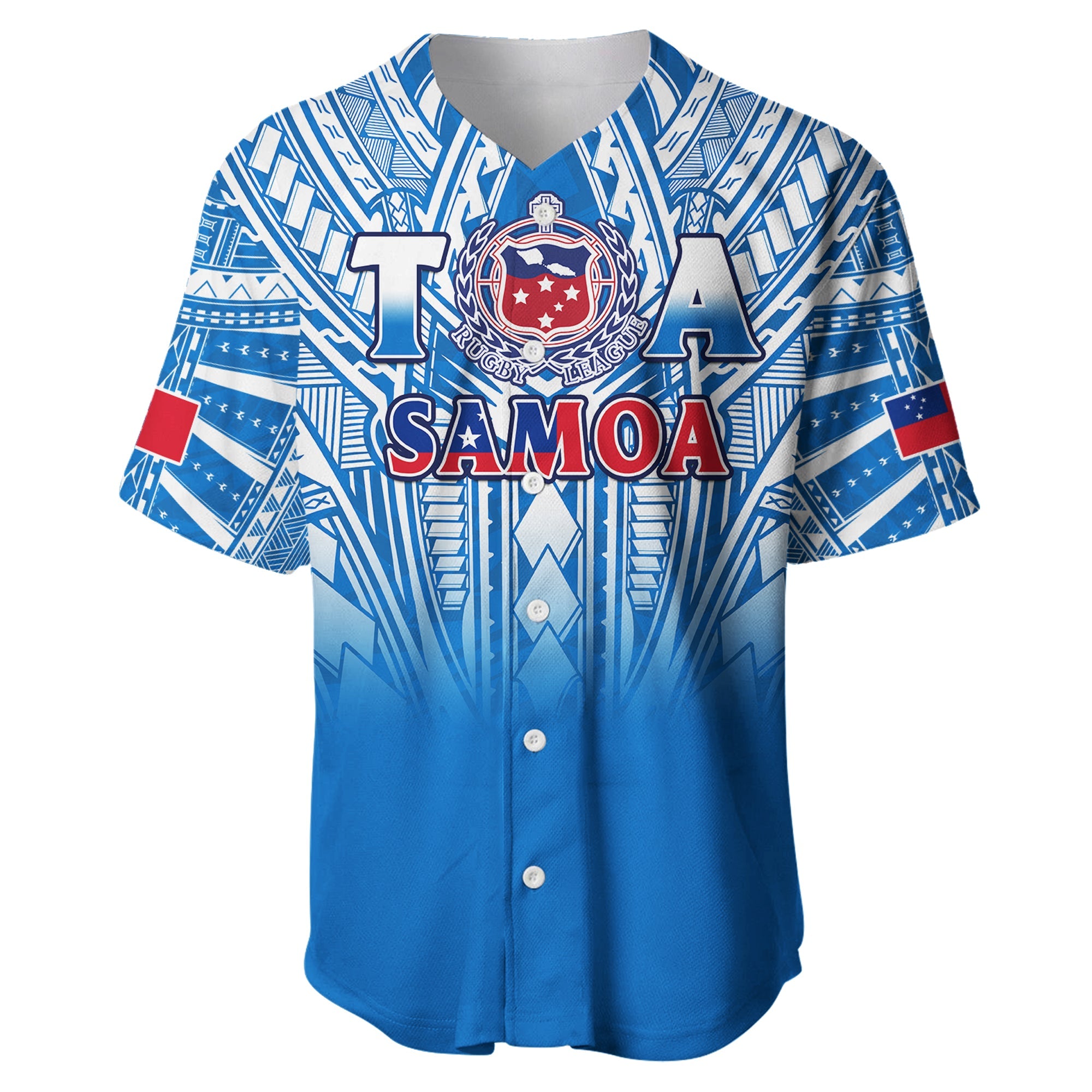 Samoa Rugby Baseball Jersey Toa Samoa Polynesian Pacific Blue Version LT14 Blue - Polynesian Pride