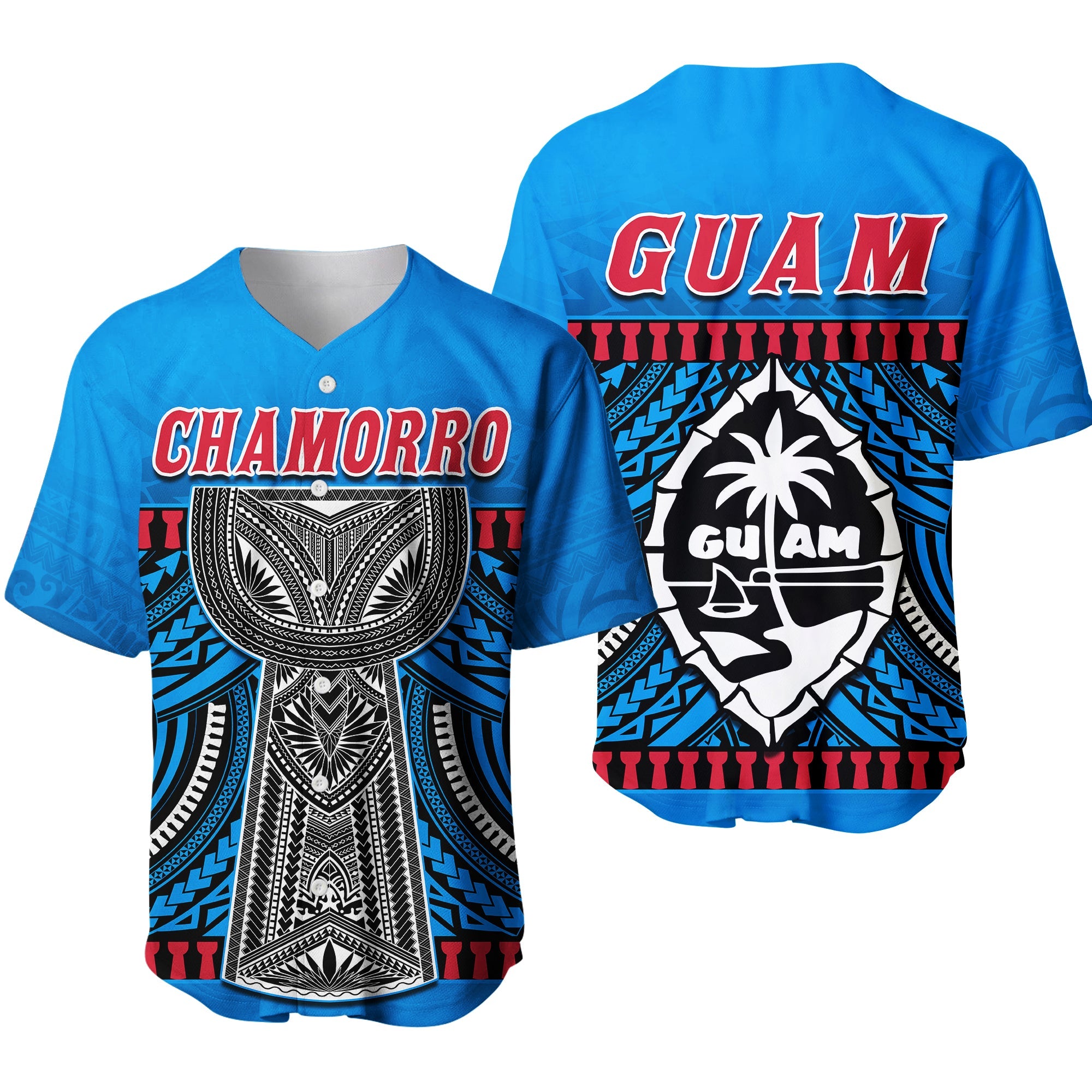 Guam Chamorro Baseball Jersey Latte Stone Blue Polynesian Haligi Ver.01 LT13 Blue - Polynesian Pride