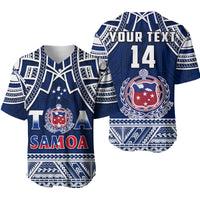 (Custom Personalise Text and Number) Samoa Rugby Baseball Jersey Toa Samoa Pacific Sporty LT14 Blue - Polynesian Pride