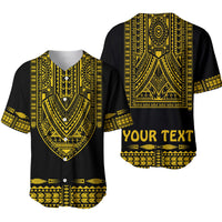 (Custom Personalised) Polynesian Baseball Jersey Dashiki With Polynesian Tattoo Royal Golden Version LT14 Black - Polynesian Pride