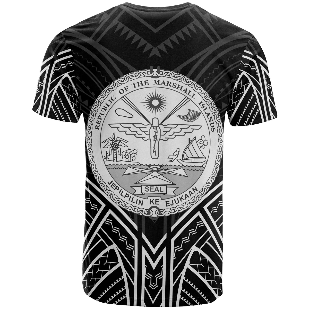 Marshall T Shirt Marshall Seal Tribal Black Color Patterns - Polynesian Pride