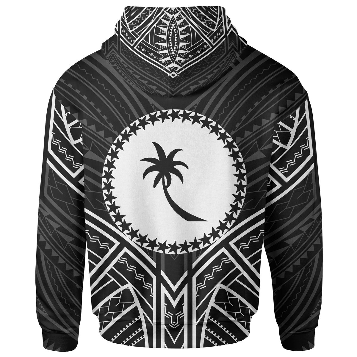 Chuuk State Hoodie Chuuk State Seal Black Tribal Patterns - Polynesian Pride