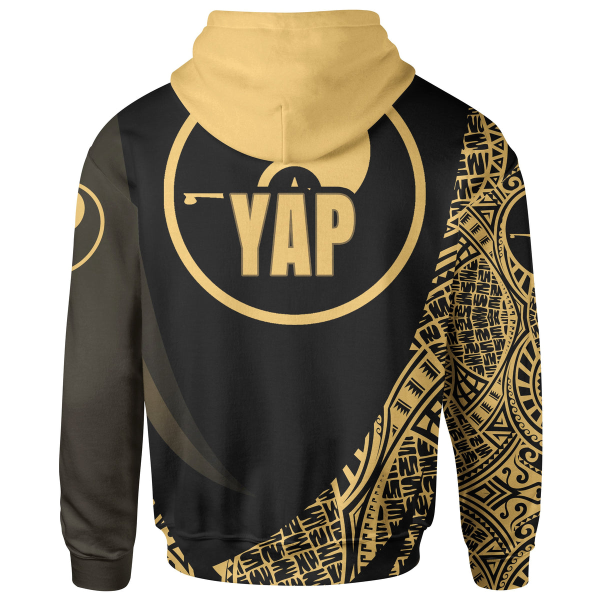 Yap State Hoodie Gold Polynesian Patterns Sport Style - Polynesian Pride