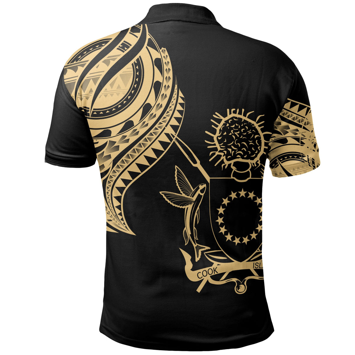 Cook Islands Custom Polo Shirt Cook Islands Tatau Gold Patterns - Polynesian Pride