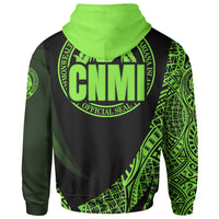 Northern Mariana Islands Zip Hoodie Green Polynesian Patterns Sport Style - Polynesian Pride