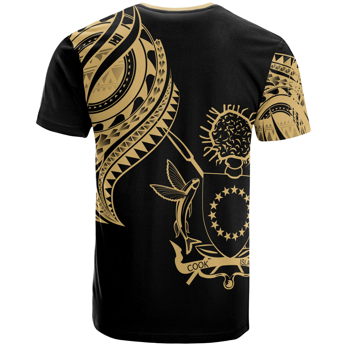Cook Islands T Shirt Polynesian Tatau Gold Patterns - Polynesian Pride