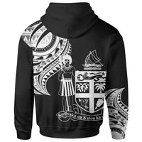 Fiji Custom Hoodie Fiji Tatau White Patterns - Polynesian Pride