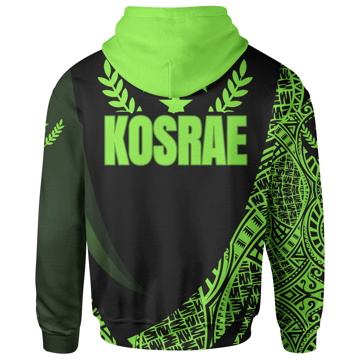 Kosrae State Zip Hoodie Green Polynesian Patterns Sport Style - Polynesian Pride