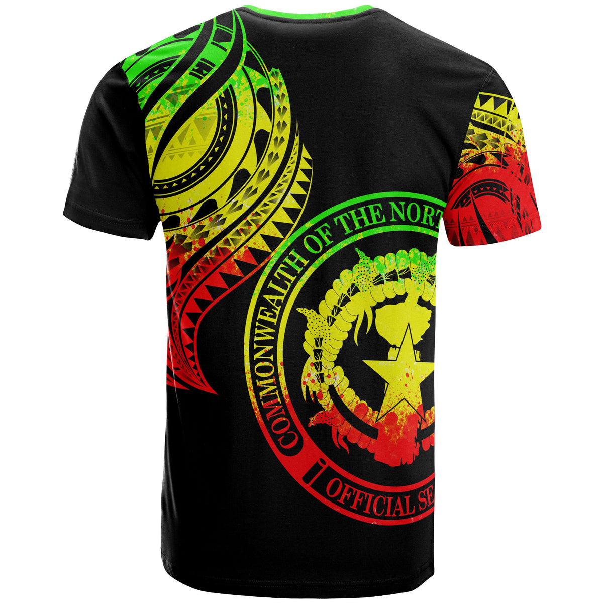 Northern Mariana Islands T Shirt Northern Mariana Islands Tatau Reggae Patterns With Coat Of Arms - Polynesian Pride