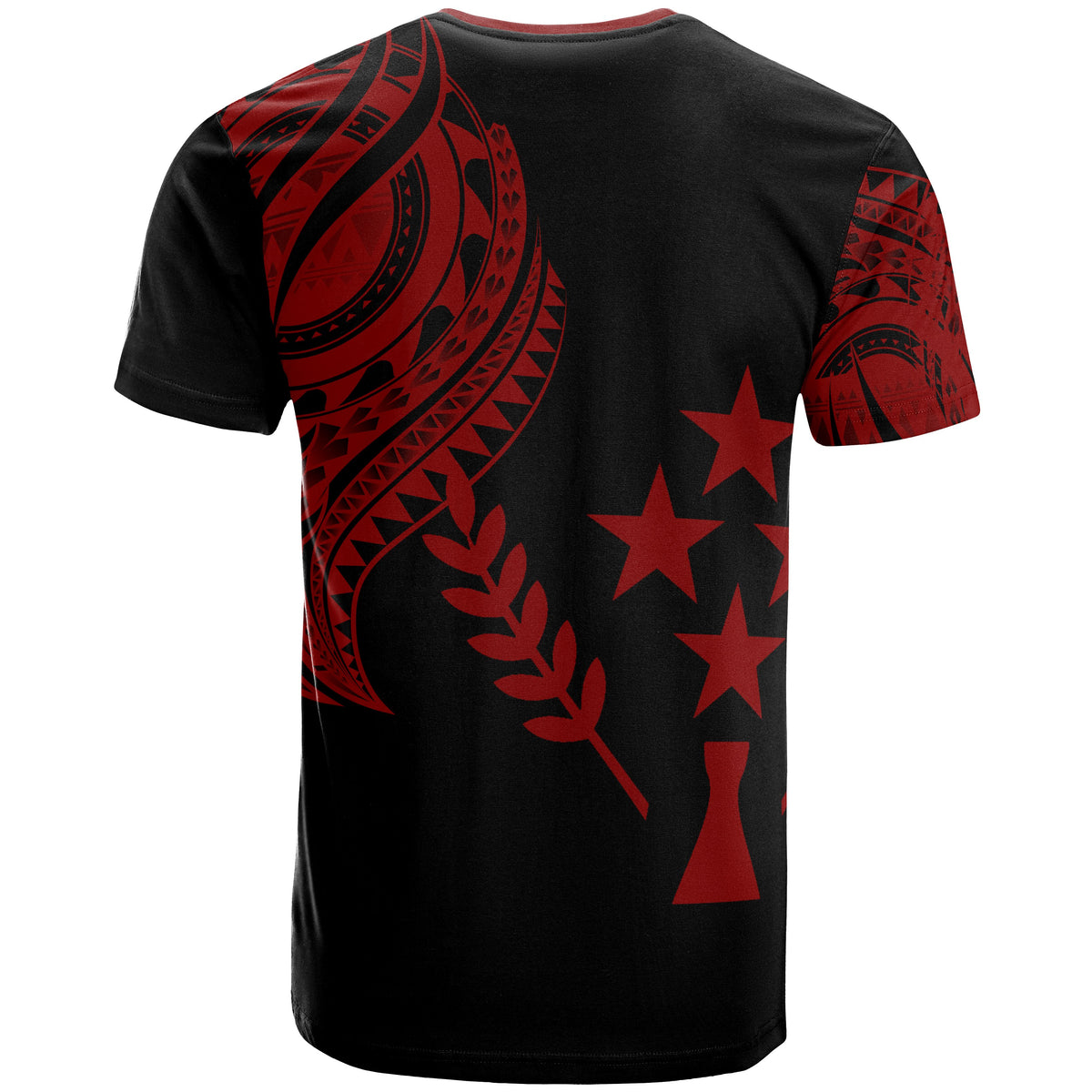 Kosrae State T Shirt Kosrae State Tatau Red Patterns With Coat Of Arms - Polynesian Pride