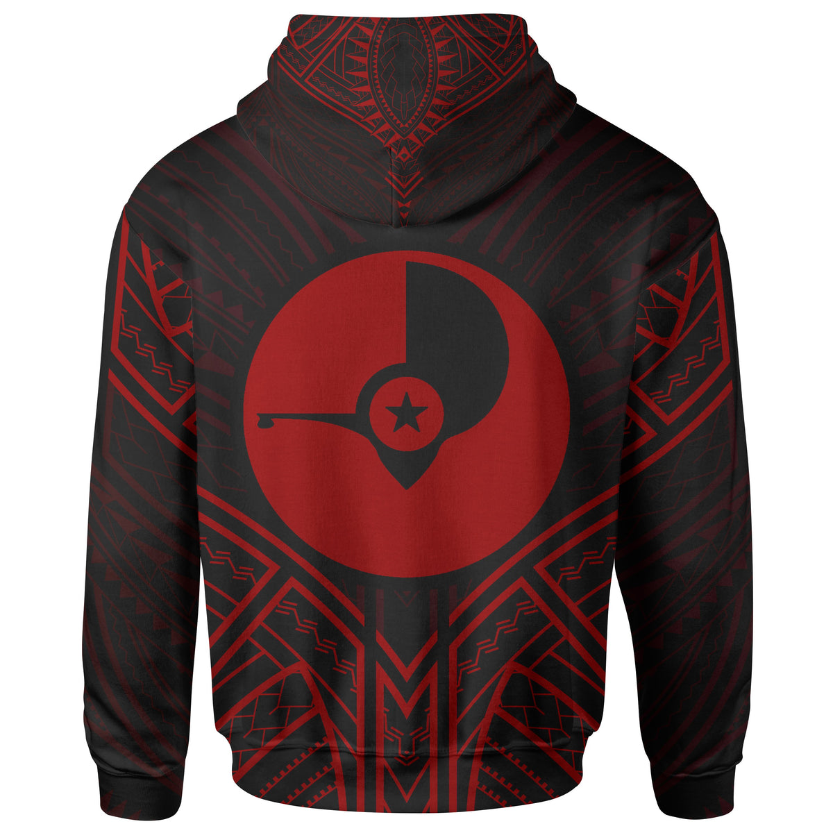 Yap State Hoodie Yap State Seal Red Tribal Patterns - Polynesian Pride