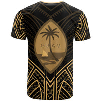 Guam T Shirt Guam Seal Tribal Gold Color Patterns - Polynesian Pride