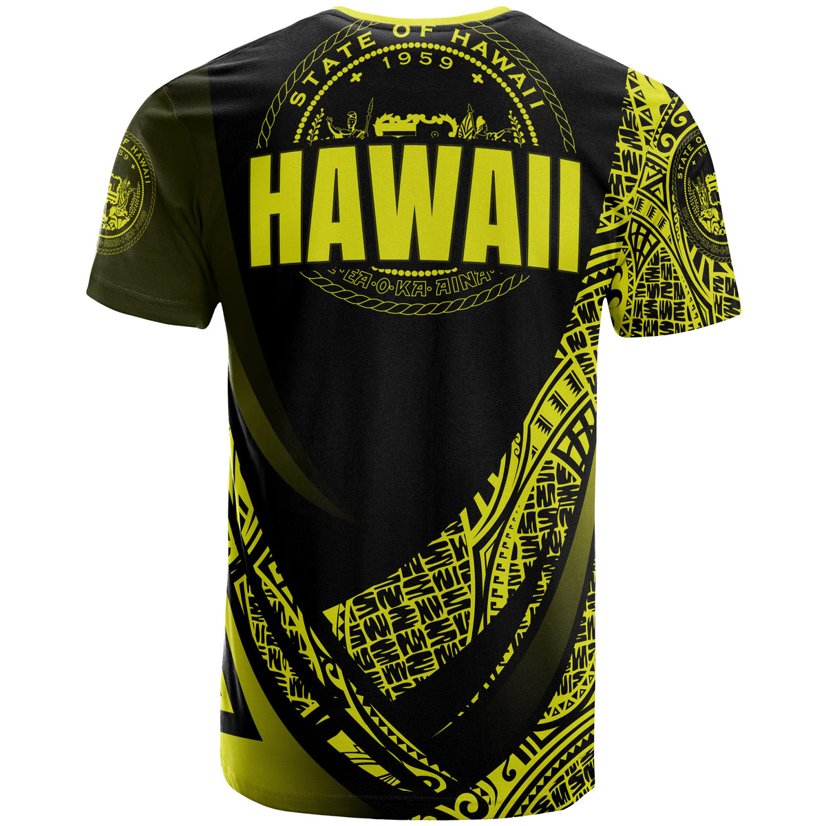 Hawaii T Shirt Yellow Polynesian Patterns Sport Style - Polynesian Pride