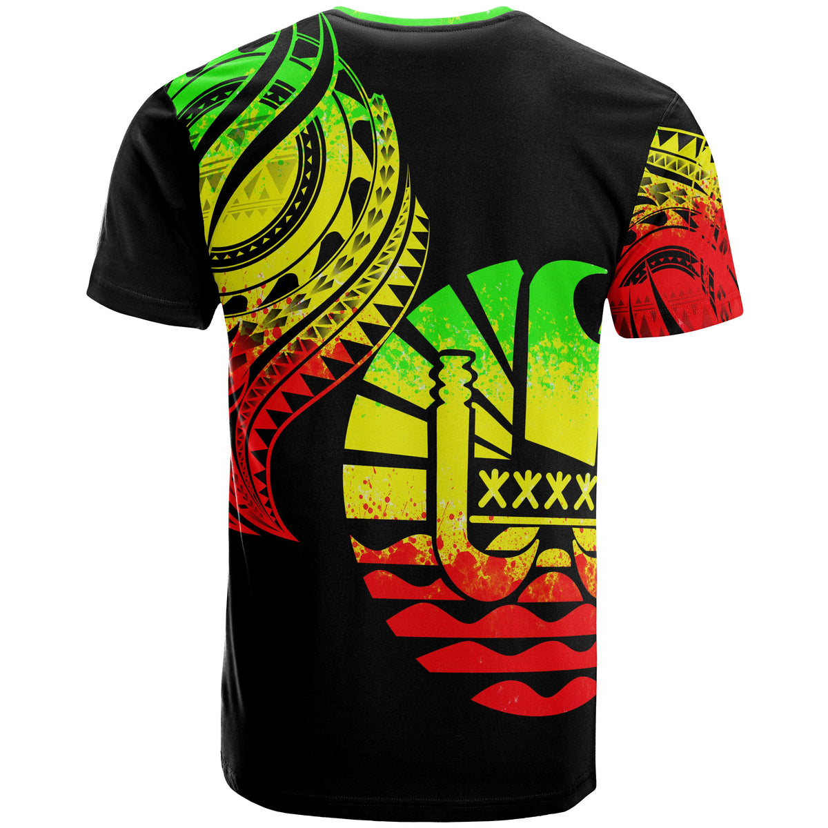 Tahiti T Shirt Tahiti Tatau Reggae Patterns With Coat of Arms - Polynesian Pride