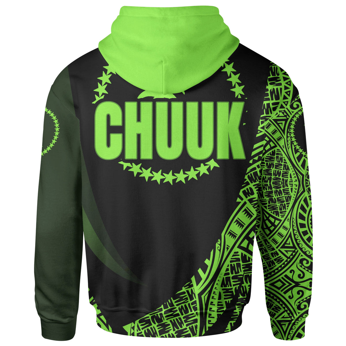Chuuk State Zip Hoodie Green Polynesian Patterns Sport Style - Polynesian Pride