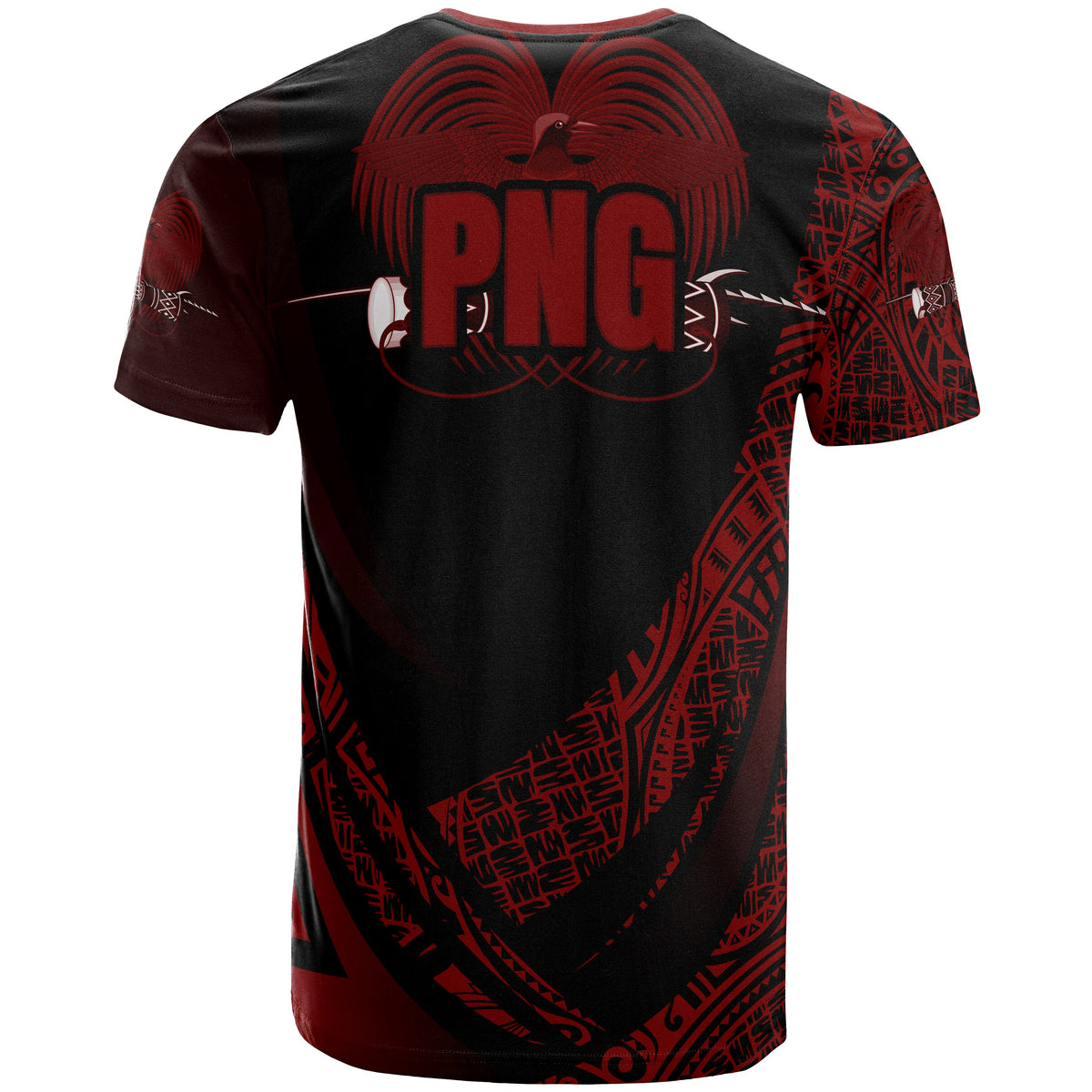 Papua New Guinea T Shirt Red Polynesian Patterns Sport Style - Polynesian Pride