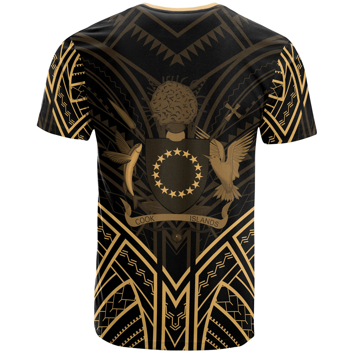 Cook Islands T Shirt Polynesian Seal Tribal Gold Color Patterns - Polynesian Pride