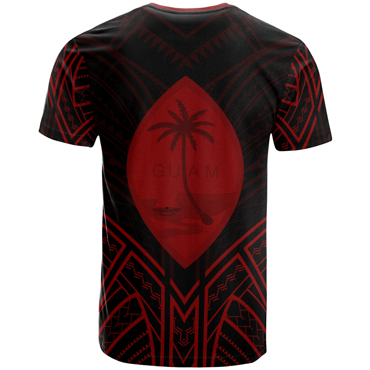 Guam T Shirt Guam Seal Tribal Red Color Patterns - Polynesian Pride