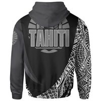 Tahiti Zip Hoodie White Polynesian Patterns Sport Style - Polynesian Pride