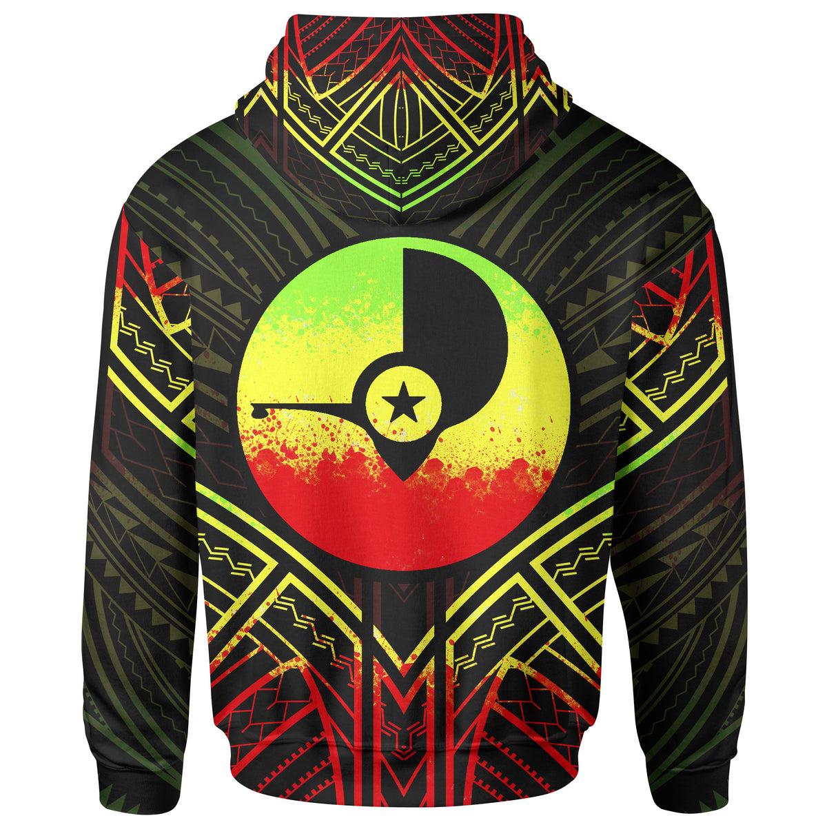 Yap State Zip Hoodie Yap State Seal Reggae Tribal Patterns - Polynesian Pride