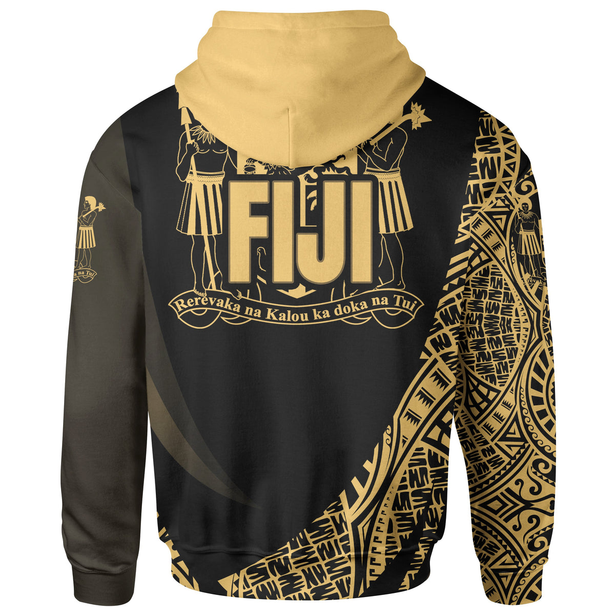Fiji Hoodie Gold Polynesian Patterns Sport Style - Polynesian Pride