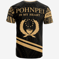 Pohnpei State T Shirt In My Heart Style Gold Polynesian Patterns - Polynesian Pride