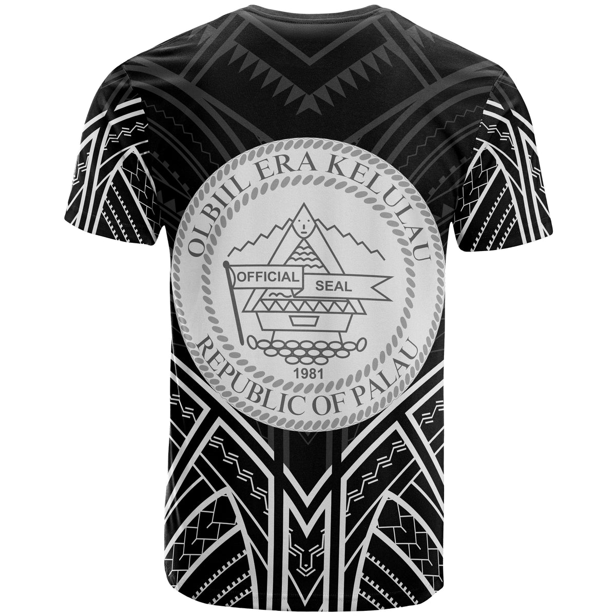 Palau T Shirt Palau Seal Tribal Black Color Patterns - Polynesian Pride