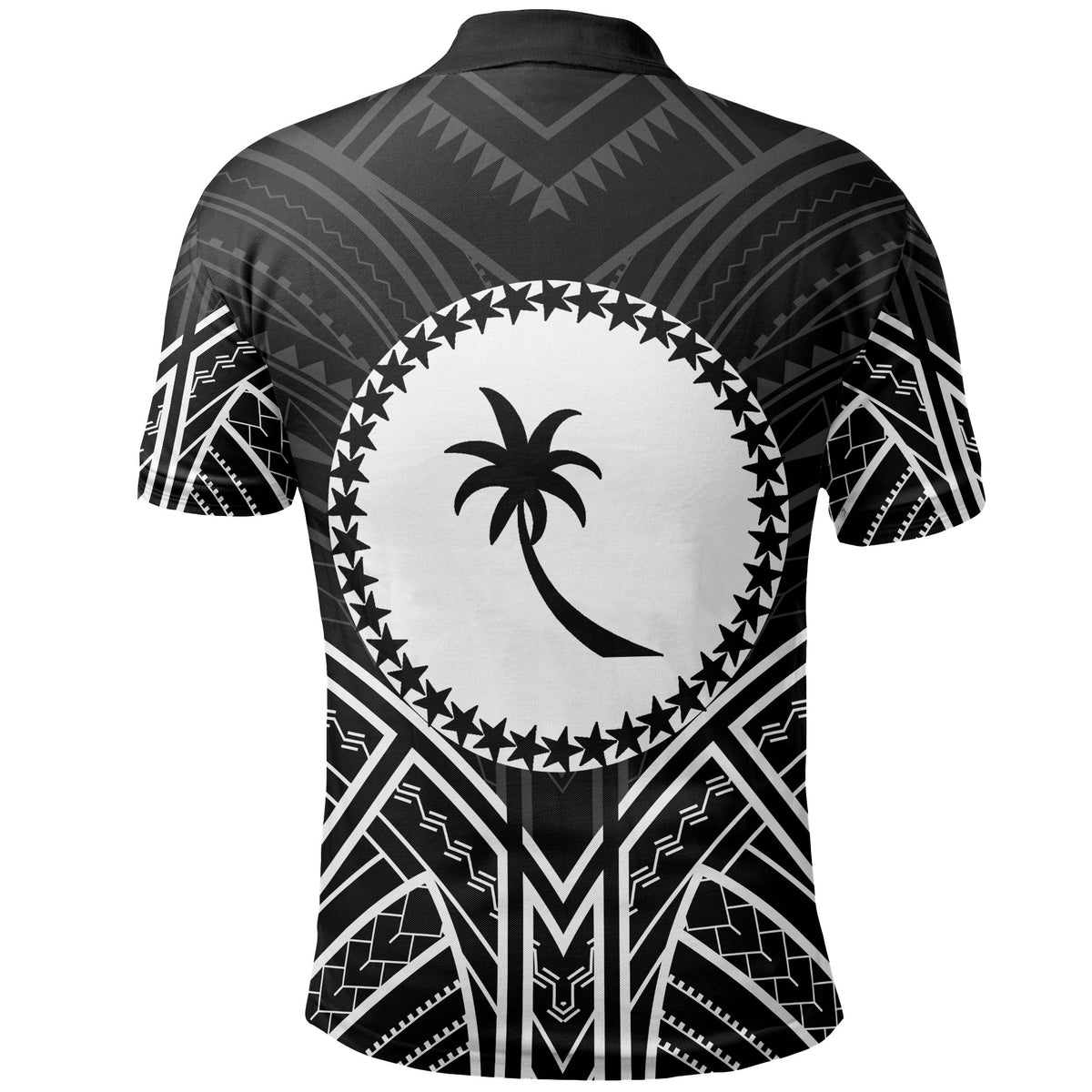 Chuuk State Polo Shirt Truk Seal Black Tribal Patterns - Polynesian Pride