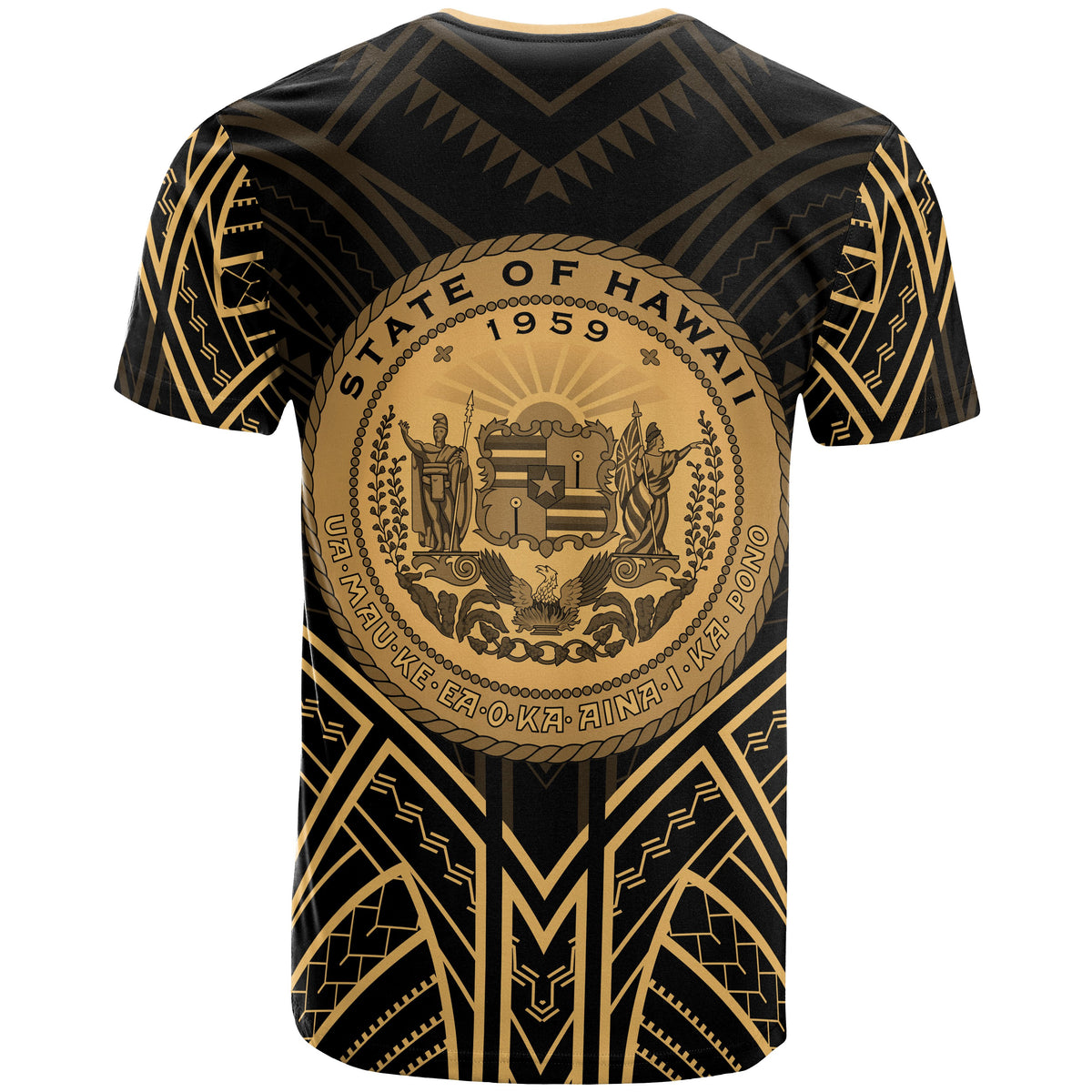 Hawaii T Shirt Hawaii Seal Tribal Gold Color Patterns - Polynesian Pride