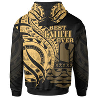 Tahiti Zip Hoodie Gold Polynesian Patterns Best Tahiti Ever - Polynesian Pride