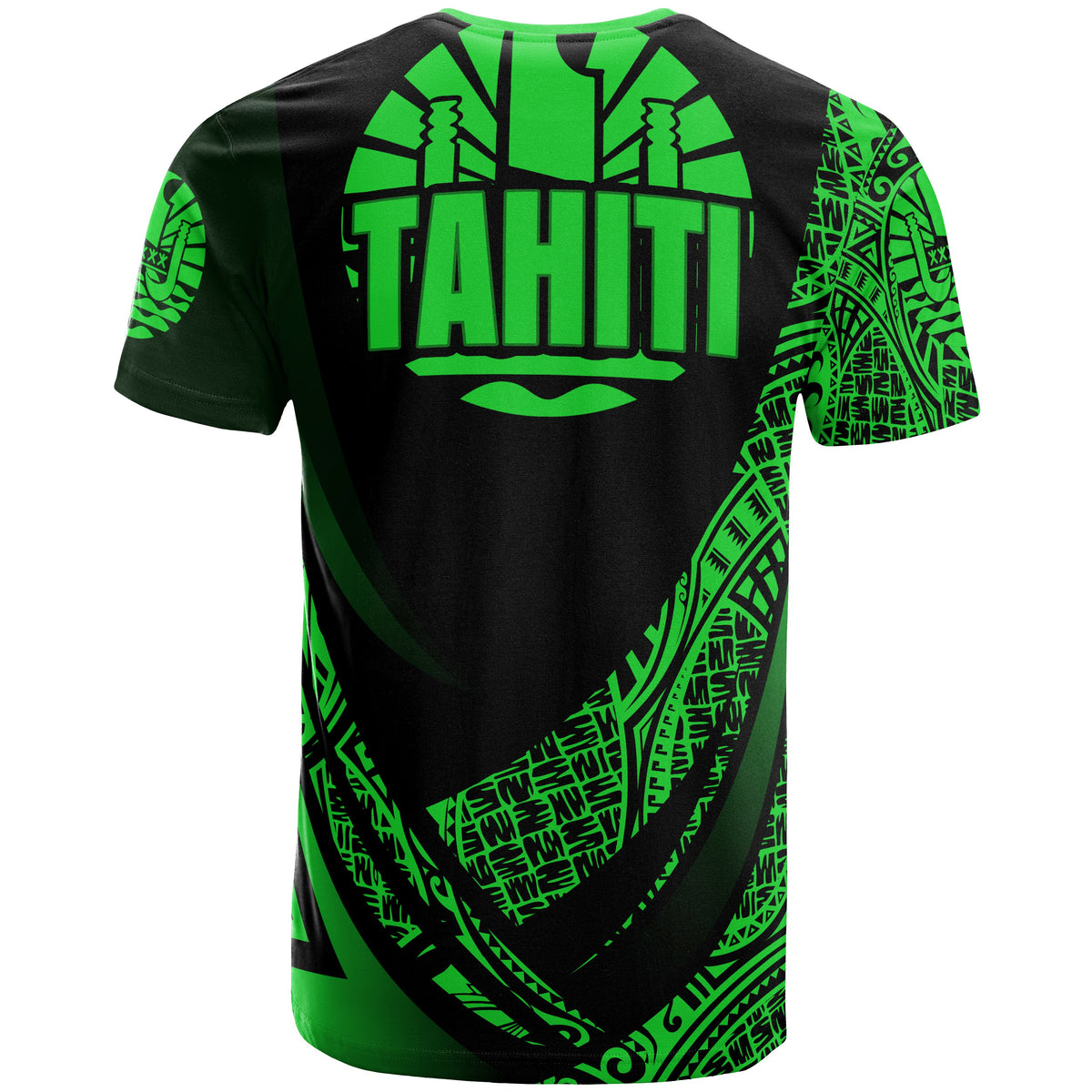 Tahiti T Shirt Green Polynesian Patterns Sport Style - Polynesian Pride
