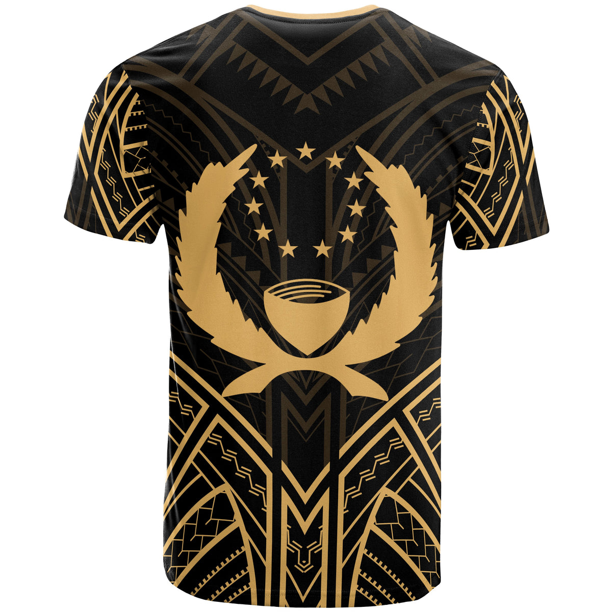 Pohnpei State T Shirt Pohnpei State Seal Tribal Gold Color Patterns - Polynesian Pride