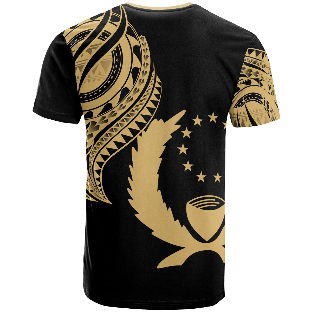 Pohnpei State T Shirt Pohnpei State Tatau Gold Patterns With Coat Of Arms - Polynesian Pride