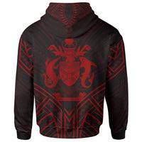 Solomon Islands Zip Hoodie Solomon Islands Seal Red Tribal Patterns - Polynesian Pride